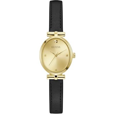 GUESS Ruby Reloj de Pulsera analógico para Mujer, Cuarzo, Acero Inoxidable, 24 mm, Correa de Piel, Color Negro, 3 Bares, Color champán GUESS Ruby Reloj de Pulsera analógico para Mujer, Cuarzo, Acero Inoxidable, 24 mm, Correa de Piel, Color Negro, 3 Bares, Color champán