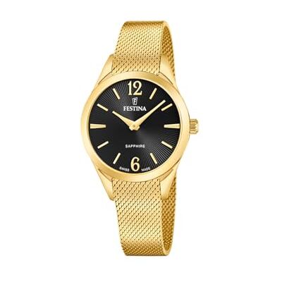 Festina Swiss Made Reloj Mujer Analógico de Acero Inoxidable 316l Dorado Movimiento de Cuarzo Cristal de Zafiro de Alta Resistencia Resistente al Agua 5 ATM Grace Festina Swiss Made Reloj Mujer Analógico de Acero Inoxidable 316l Dorado Movimiento de Cuarzo Cristal de Zafiro de Alta Resistencia Resistente al Agua 5 ATM Grace
