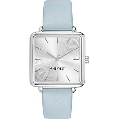 Nine West Reloj de Pulsera para Mujer, Azul Claro/Plateado Nine West Reloj de Pulsera para Mujer, Azul Claro/Plateado