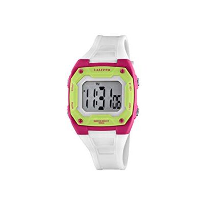 CALYPSO Reloj Modelo de la colección Color Splash, Caja de 39,00/35,00 mm Blanco con Correa de Caucho Blanco para cadete CALYPSO Reloj Modelo de la colección Color Splash, Caja de 39,00/35,00 mm Blanco con Correa de Caucho Blanco para cadete