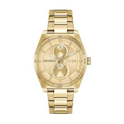 HUGO Reloj Analógico de Cuarzo Multifunción para Mujer Colección #Fast FOR Her con Correa de Acero Inoxidable de Color Dorado HUGO Reloj Analógico de Cuarzo Multifunción para Mujer Colección #Fast FOR Her con Correa de Acero Inoxidable de Color Dorado