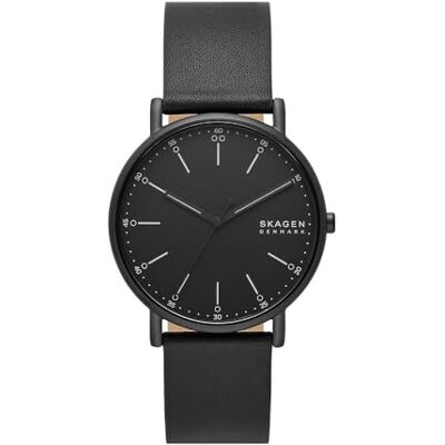 Skagen Signatur reloj para hombre, movimiento de cuarzo con correa de piel o acero inoxidable, Grafito, 40MM Skagen Signatur reloj para hombre, movimiento de cuarzo con correa de piel o acero inoxidable, Grafito, 40MM