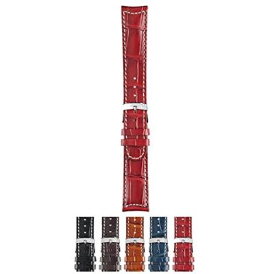 Morellato Correa de reloj para hombre, Colección MANUFATTI, mod. GUTTUSO, de cuero auténtico de becerro grano aligátor A01U3882A59 Morellato Correa de reloj para hombre, Colección MANUFATTI, mod. GUTTUSO, de cuero auténtico de becerro grano aligátor A01U3882A59