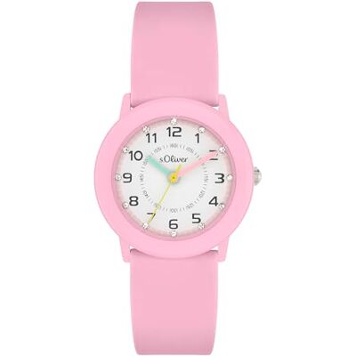 s.Oliver Reloj Infantil Redondo de Color Rosa, 29 mm, Reloj de Metal con Mecanismo de Cuarzo en la Correa de Silicona con Hebilla, Reloj analógico, Resistente al Agua a 3 ATM, Resistente a los s.Oliver Reloj Infantil Redondo de Color Rosa, 29 mm, Reloj de Metal con Mecanismo de Cuarzo en la Correa de Silicona con Hebilla, Reloj analógico, Resistente al Agua a 3 ATM, Resistente a los