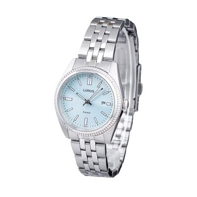 Lorus Reloj Analógico de Cuarzo para Mujer con Pulsera de Acero Inoxidable, Plata/Azul Lorus Reloj Analógico de Cuarzo para Mujer con Pulsera de Acero Inoxidable, Plata/Azul