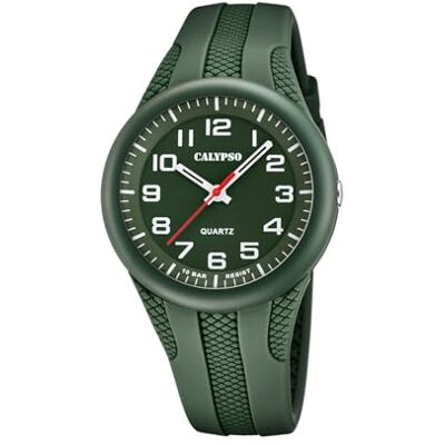 CALYPSO Reloj Hombre Analógico de Caucho Verde Movimiento de Cuarzo Resistente al Agua 10 ATM Relojes Hombre Special Prices CALYPSO Reloj Hombre Analógico de Caucho Verde Movimiento de Cuarzo Resistente al Agua 10 ATM Relojes Hombre Special Prices