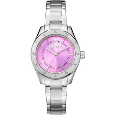 DKNY Reloj de Cuarzo Chambers Sport de Cuarzo 5 ATM, Plateado y Rosa, Talla única, Moderno DKNY Reloj de Cuarzo Chambers Sport de Cuarzo 5 ATM, Plateado y Rosa, Talla única, Moderno
