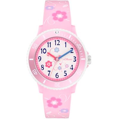s.Oliver Reloj infantil redondo, rosa, 38 mm, de plástico, con mecanismo de cuarzo en la correa de silicona con hebilla, reloj analógico de pulsera, resistente al agua 5 ATM, resistente a los arañazos s.Oliver Reloj infantil redondo, rosa, 38 mm, de plástico, con mecanismo de cuarzo en la correa de silicona con hebilla, reloj analógico de pulsera, resistente al agua 5 ATM, resistente a los arañazos
