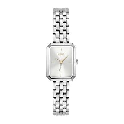 HUGO Reloj con Movimiento de Cuarzo de Tres Manecillas para Mujer Colección #Cosy con Correa de Acero Inoxidable Plateada HUGO Reloj con Movimiento de Cuarzo de Tres Manecillas para Mujer Colección #Cosy con Correa de Acero Inoxidable Plateada