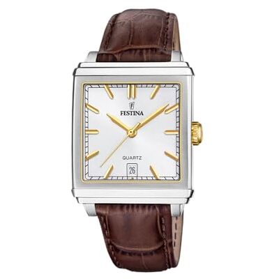 Festina Reloj Hombre Analógico de Cuero Marrón Movimiento de Cuarzo Calendario Cristal Mineral de Alta Resistencia Resistente al Agua 5 ATM Elegante /4 On The Square Festina Reloj Hombre Analógico de Cuero Marrón Movimiento de Cuarzo Calendario Cristal Mineral de Alta Resistencia Resistente al Agua 5 ATM Elegante /4 On The Square