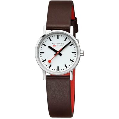 Mondaine Reloj analógico de Cuarzo para Mujer con Correa de Piel Vegana , marrón, Correa Mondaine Reloj analógico de Cuarzo para Mujer con Correa de Piel Vegana , marrón, Correa