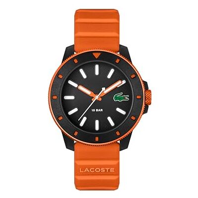 Lacoste Reloj con Movimiento de Cuarzo de Tres Manecillas para Hombre Colección .12.12 Scuba con Correa de Silicona Naranja Lacoste Reloj con Movimiento de Cuarzo de Tres Manecillas para Hombre Colección .12.12 Scuba con Correa de Silicona Naranja