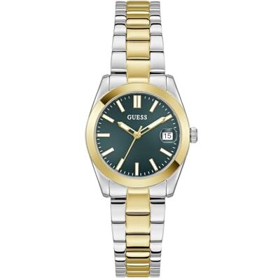 GUESS Alice Reloj de Pulsera para Mujer con indicador de Fecha, Correa de Acero Inoxidable Bicolor, Cristal Mineral, Esfera Verde, 3 Bar, diámetro de la Caja: 32 mm GUESS Alice Reloj de Pulsera para Mujer con indicador de Fecha, Correa de Acero Inoxidable Bicolor, Cristal Mineral, Esfera Verde, 3 Bar, diámetro de la Caja: 32 mm