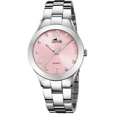 Lotus Reloj Mujer Analógico de Acero Inoxidable 316l Plateado Movimiento de Cuarzo Cristal Mineral de Alta Resistencia Resistente al Agua 5 ATM Trendy Lotus Reloj Mujer Analógico de Acero Inoxidable 316l Plateado Movimiento de Cuarzo Cristal Mineral de Alta Resistencia Resistente al Agua 5 ATM Trendy