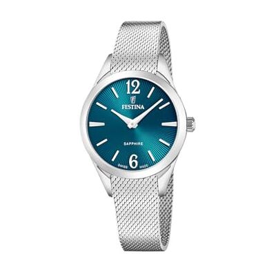 Festina Swiss Made Reloj Mujer Analógico de Acero Inoxidable 316l Plateado Movimiento de Cuarzo Cristal de Zafiro de Alta Resistencia Resistente al Agua 5 ATM Grace Festina Swiss Made Reloj Mujer Analógico de Acero Inoxidable 316l Plateado Movimiento de Cuarzo Cristal de Zafiro de Alta Resistencia Resistente al Agua 5 ATM Grace