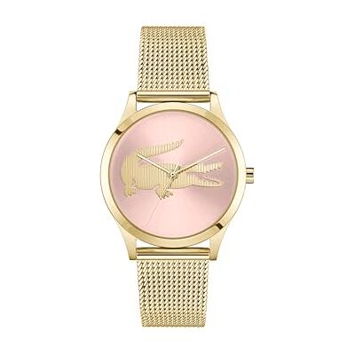 Lacoste Reloj con Movimiento de Cuarzo de Tres Manecillas para Mujer Colección CROCODELLE con Correa de Malla de Acero Inoxidable de Color Dorado Lacoste Reloj con Movimiento de Cuarzo de Tres Manecillas para Mujer Colección CROCODELLE con Correa de Malla de Acero Inoxidable de Color Dorado