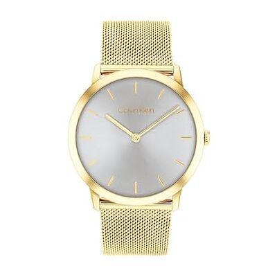 Calvin Reloj con Movimiento de Cuarzo de Dos Manecillas para Hombre y Mujer Colección Exceptional con Correa de Malla de Acero Inoxidable Plateada u Dorada Calvin Reloj con Movimiento de Cuarzo de Dos Manecillas para Hombre y Mujer Colección Exceptional con Correa de Malla de Acero Inoxidable Plateada u Dorada