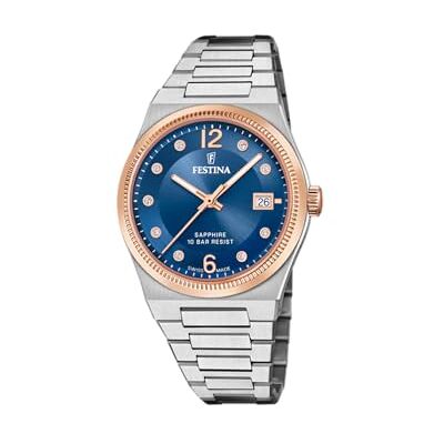 Festina Swiss Made Reloj Mujer Analógico de Acero Inoxidable 316l Plateado Movimiento de Cuarzo Cristal de Zafiro de Alta Resistencia Resistente al Agua 10 ATM Calendario Festina Swiss Made Reloj Mujer Analógico de Acero Inoxidable 316l Plateado Movimiento de Cuarzo Cristal de Zafiro de Alta Resistencia Resistente al Agua 10 ATM Calendario