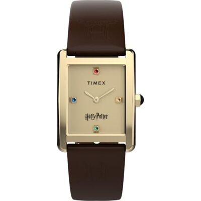 Timex Harry Potter Hailey Hogwarts TW2Y75700 Reloj de cuarzo de 24 mm, correa de cuero marrón con esfera color crema y caja dorada Timex Harry Potter Hailey Hogwarts TW2Y75700 Reloj de cuarzo de 24 mm, correa de cuero marrón con esfera color crema y caja dorada