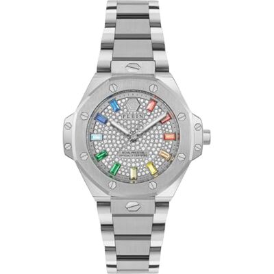 Philipp Plein Plein Royal Prestige Reloj analógico de Cuarzo para Mujer, Plata, Pulsera Philipp Plein Plein Royal Prestige Reloj analógico de Cuarzo para Mujer, Plata, Pulsera