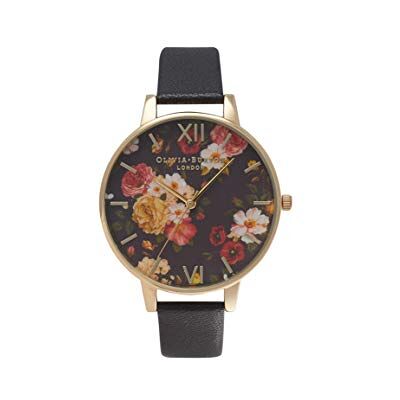 Olivia Burton Reloj Analógico de Cuarzo para Mujer con Correa en Piel Negro Olivia Burton Reloj Analógico de Cuarzo para Mujer con Correa en Piel Negro