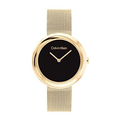 Calvin Reloj Analógico de Cuarzo para Mujer Colección Twisted Bezel con Correa de Malla de Acero Inoxidable de Color Dorado Calvin Reloj Analógico de Cuarzo para Mujer Colección Twisted Bezel con Correa de Malla de Acero Inoxidable de Color Dorado