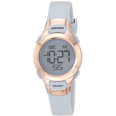 Armitron Reloj Digital para Mujeres de Cuarzo con Correa en Resina , Azul/Oro Rosa Armitron Reloj Digital para Mujeres de Cuarzo con Correa en Resina , Azul/Oro Rosa