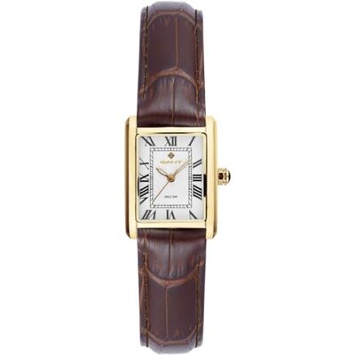 GANT Rhode Island Mini Reloj de Mujer Oro Acero Inoxidable Correa de Cuero marrón Esfera Blanca Cuarzo 3 ATM GANT Rhode Island Mini Reloj de Mujer Oro Acero Inoxidable Correa de Cuero marrón Esfera Blanca Cuarzo 3 ATM