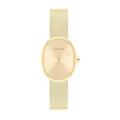 Calvin Reloj Mujer Euphoria Chapado en Oro Esfera radial cepillada, correa de malla, SKU: Calvin Reloj Mujer Euphoria Chapado en Oro Esfera radial cepillada, correa de malla, SKU: