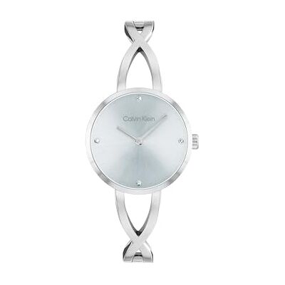 Calvin Reloj De Movimiento De Cuarzo De Dos Manecillas para Mujer Colección Sculpted Embrace con Pulsera Rígida de Acero Inoxidable Plateada Calvin Reloj De Movimiento De Cuarzo De Dos Manecillas para Mujer Colección Sculpted Embrace con Pulsera Rígida de Acero Inoxidable Plateada