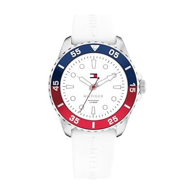 Tommy Hilfiger Reloj con Movimiento de Cuarzo de Tres Manecillas para Jóvenes con Correa de SiliconaBlanca Tommy Hilfiger Reloj con Movimiento de Cuarzo de Tres Manecillas para Jóvenes con Correa de SiliconaBlanca