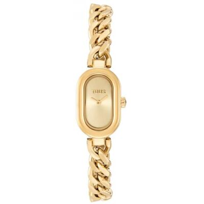 TOUS Reloj analógico Joya con Brazalete Cadena de Acero Dorada, Colección Oval Time TOUS Reloj analógico Joya con Brazalete Cadena de Acero Dorada, Colección Oval Time