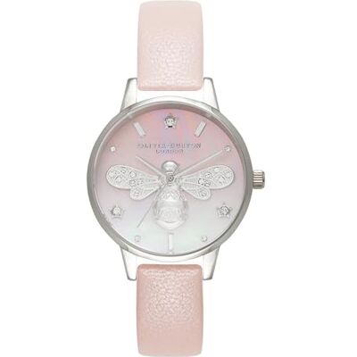 Olivia Burton Reloj Analógico de Cuarzo para Mujer Colección Sparkle Bee con Correa de Cuero Rosa Olivia Burton Reloj Analógico de Cuarzo para Mujer Colección Sparkle Bee con Correa de Cuero Rosa