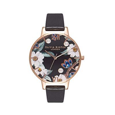 Olivia Burton Reloj Analógico de Cuarzo para Mujer Colección Bejewelled Florals con Correa de Cuero Negra Olivia Burton Reloj Analógico de Cuarzo para Mujer Colección Bejewelled Florals con Correa de Cuero Negra