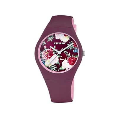 CALYPSO Reloj Modelo de la colección Sweet Time, Caja de 39 mm Correa de Caucho Burdeos para señora CALYPSO Reloj Modelo de la colección Sweet Time, Caja de 39 mm Correa de Caucho Burdeos para señora