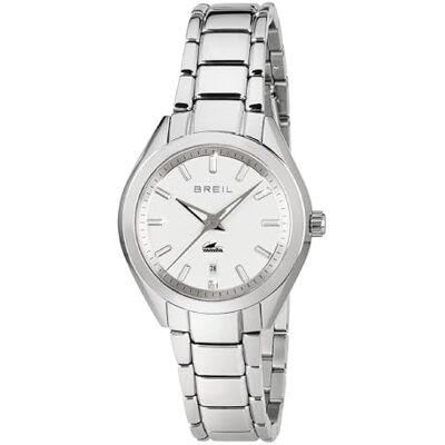 BREIL Reloj DE Mujer Manta City Movimiento Solo Blanco 3 CUARZOS LANCHE y Pulsera DE Acero Plateado BREIL Reloj DE Mujer Manta City Movimiento Solo Blanco 3 CUARZOS LANCHE y Pulsera DE Acero Plateado
