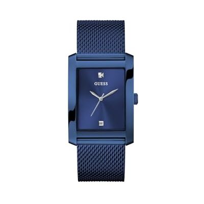 GUESS Clyde Reloj de Pulsera para Hombre con circonitas, Correa de Acero Inoxidable Azul, Esfera Azul, 3 Bares, tamaño de la Caja: 34 mm GUESS Clyde Reloj de Pulsera para Hombre con circonitas, Correa de Acero Inoxidable Azul, Esfera Azul, 3 Bares, tamaño de la Caja: 34 mm