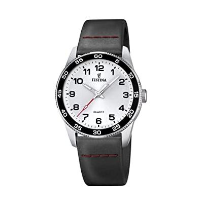 Festina Reloj para Hombre Junior Collection Caja de Acero Inoxidable 316l Plateado Correa de Piel Negro Festina Reloj para Hombre Junior Collection Caja de Acero Inoxidable 316l Plateado Correa de Piel Negro