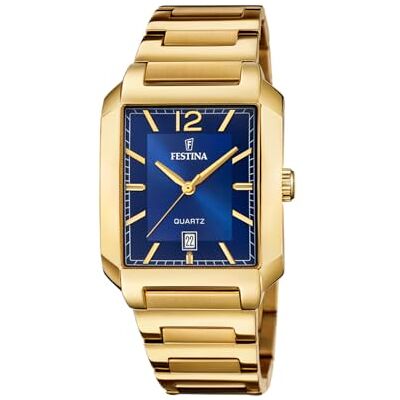 Festina Reloj Hombre Analógico de Acero Inoxidable 316l Dorado Movimiento de Cuarzo Calendario Cristal Mineral de Alta Resistencia Resistente al Agua 5 ATM On The Square Festina Reloj Hombre Analógico de Acero Inoxidable 316l Dorado Movimiento de Cuarzo Calendario Cristal Mineral de Alta Resistencia Resistente al Agua 5 ATM On The Square