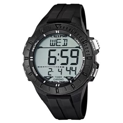 CALYPSO Reloj Digital Hombre de Caucho Negro Reloj Deportivo Hombre CALYPSO Reloj Digital Hombre de Caucho Negro Reloj Deportivo Hombre