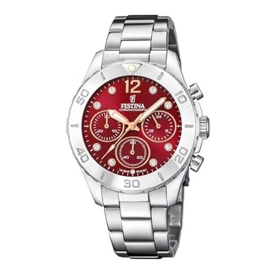 Festina Reloj Mujer Analógico de Acero Inoxidable 316l Plateado Movimiento de Cuarzo Cronógrafo Cristal Mineral de Alta Resistencia Resistente al Agua 10 ATM Boyfriend Collection Festina Reloj Mujer Analógico de Acero Inoxidable 316l Plateado Movimiento de Cuarzo Cronógrafo Cristal Mineral de Alta Resistencia Resistente al Agua 10 ATM Boyfriend Collection