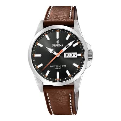 Festina Reloj Hombre Analógico de Acero Inoxidable y Cuero Marrón Festina Reloj Hombre Analógico de Acero Inoxidable y Cuero Marrón