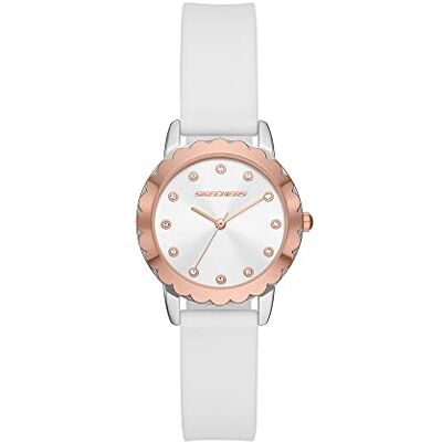 Skechers Reloj para mujer Anaheim, movimiento de tres manecillas, caja de aleación plateada de 30 mm con correa de silicona, Skechers Reloj para mujer Anaheim, movimiento de tres manecillas, caja de aleación plateada de 30 mm con correa de silicona,
