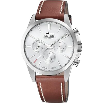 Lotus Reloj Hombre Analógico de Acero Inoxidable y Cuero Marrón Lotus Reloj Hombre Analógico de Acero Inoxidable y Cuero Marrón
