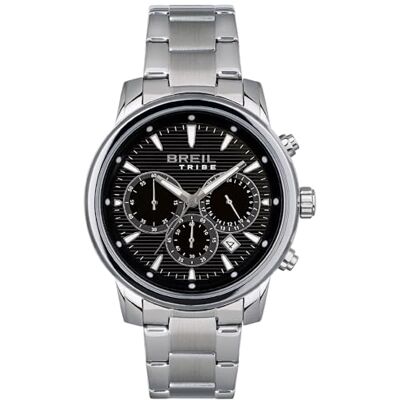 BREIL , Colección Tribe, Reloj para Hombre Fabricado en Acero Pulido, Movimiento de Cuarzo Only Time, con Esfera Monocolor, Cierre Desplegable con Botones, Caja de 29,5 mm, Plata-Negro BREIL , Colección Tribe, Reloj para Hombre Fabricado en Acero Pulido, Movimiento de Cuarzo Only Time, con Esfera Monocolor, Cierre Desplegable con Botones, Caja de 29,5 mm, Plata-Negro