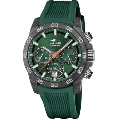 Lotus Reloj Hombre Analógico de Caucho Verde Movimiento de Cuarzo Cronógrafo Calendario Cristal Mineral de Alta Resistencia Resistente al Agua 10 ATM Chrono Lotus Reloj Hombre Analógico de Caucho Verde Movimiento de Cuarzo Cronógrafo Calendario Cristal Mineral de Alta Resistencia Resistente al Agua 10 ATM Chrono