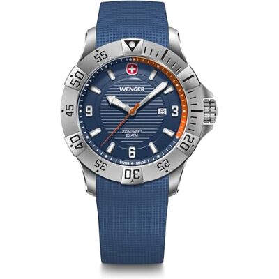 Wenger Reloj de Pulsera de Hombre Seaforce, Ø 43 mm, Swiss Made, Cuarzo analógico, Sumergible hasta 200 m, Pulsera de Silicona Wenger Reloj de Pulsera de Hombre Seaforce, Ø 43 mm, Swiss Made, Cuarzo analógico, Sumergible hasta 200 m, Pulsera de Silicona