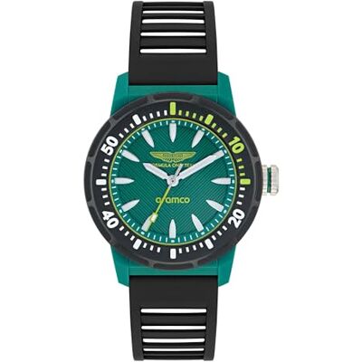 Aston Martin Racing Am Formula 1 Reloj analógico de Cuarzo para Hombre (Silicona), Negro Aston Martin Racing Am Formula 1 Reloj analógico de Cuarzo para Hombre (Silicona), Negro