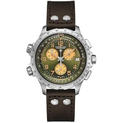 Hamilton Reloj de Pulsera para Hombre con cronógrafo de Cuarzo, Color Caqui aviación X-Wind GMT Hamilton Reloj de Pulsera para Hombre con cronógrafo de Cuarzo, Color Caqui aviación X-Wind GMT