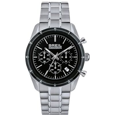 BREIL Reloj de Pulsera para Hombre de la colección de Relojes monocromáticos, Esfera Negra, Movimiento de Cuarzo y Correa de Acero , Silber, Pulsera BREIL Reloj de Pulsera para Hombre de la colección de Relojes monocromáticos, Esfera Negra, Movimiento de Cuarzo y Correa de Acero , Silber, Pulsera